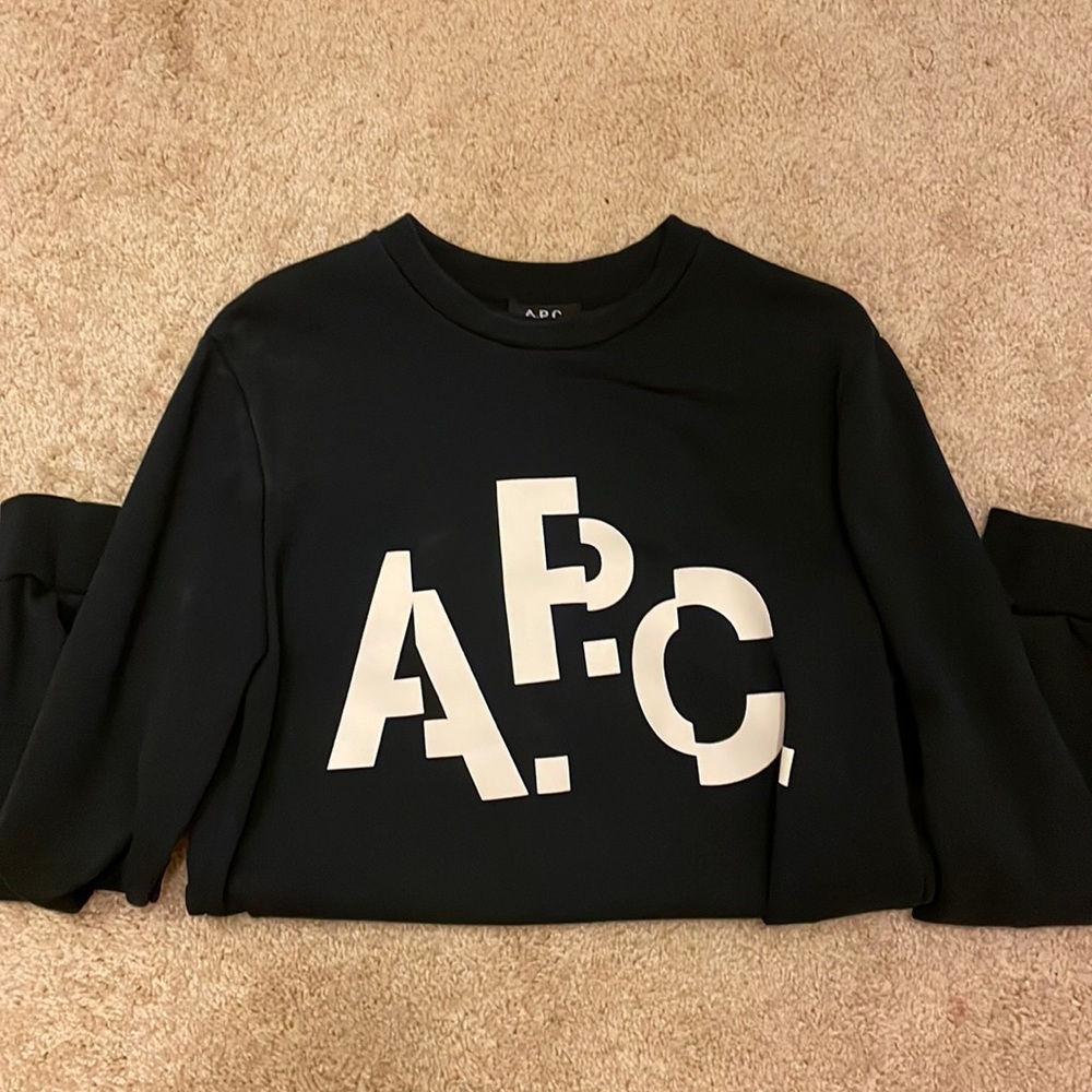 APC Navy Logo Crewneck Sweater